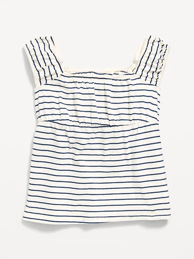 Printed Short-Sleeve Scallop-Trim Top for Girls