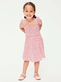 Printed Sleeveless Smocked Dress for Toddler Girls
