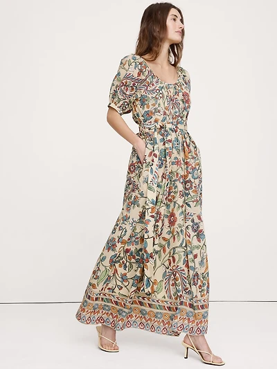 Lightweight Cotton Scoop-Neck Maxi Dress