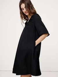 Viscose-Linen Scoop-Neck Mini Dress