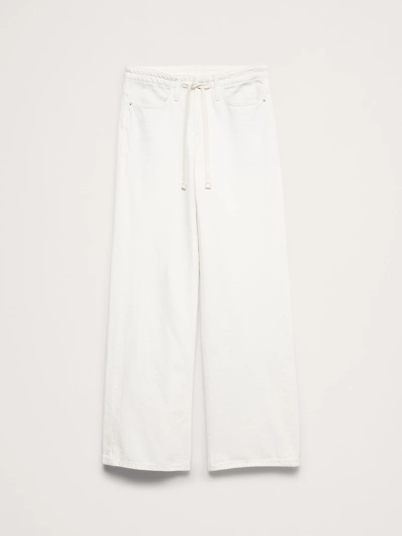 Mid-Rise Wide-Leg Drawstring Jean