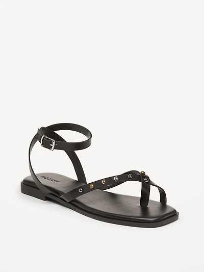 Studded Toe-Strap Sandals