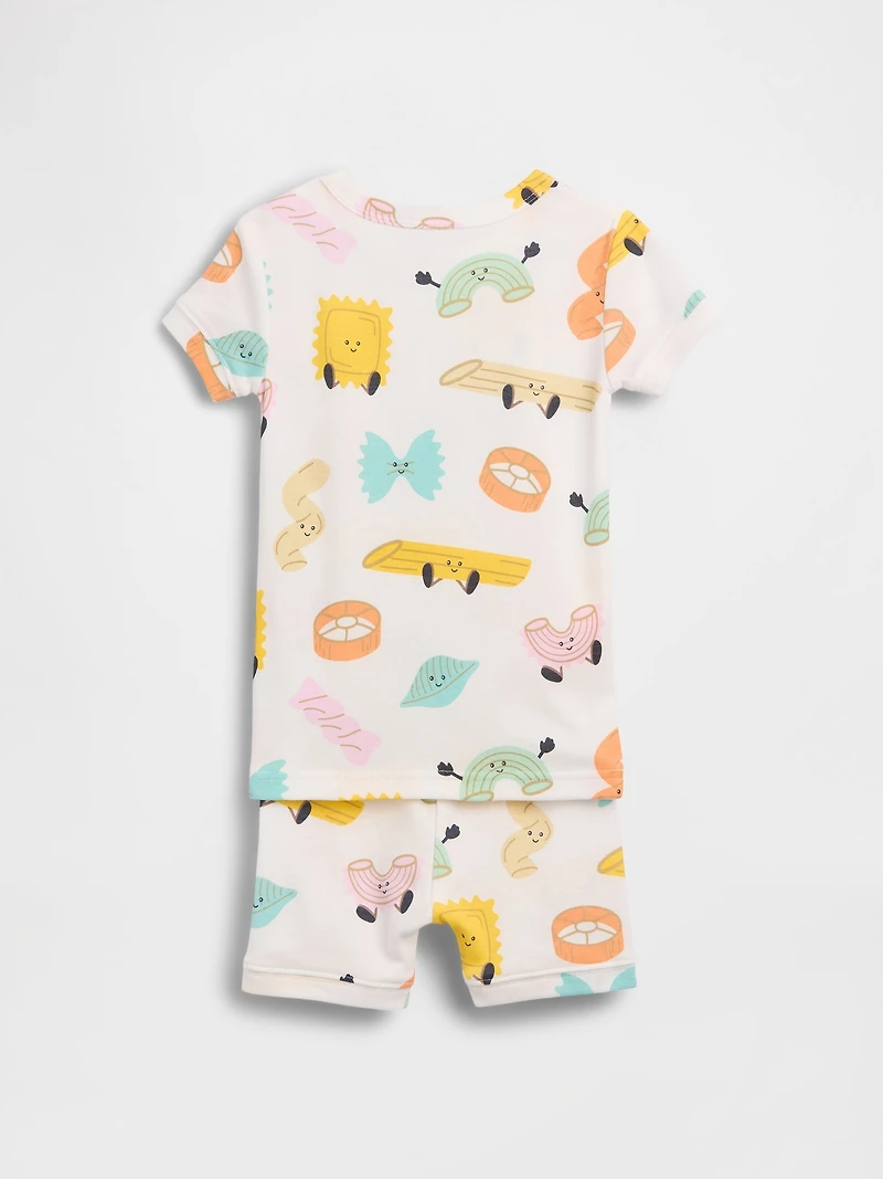 Pyjama court en coton biologique brossé à motif de pâtes pour Bébé et Tout-petit
