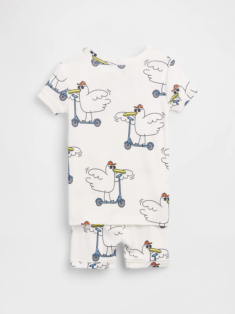 Pyjama court en coton biologique brossé à motif de mouettes trottinette pour Bébé et Tout-petit