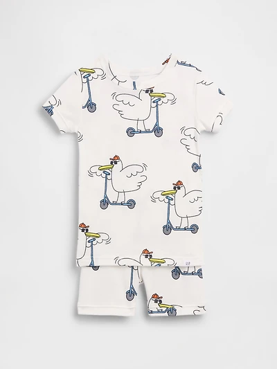 Pyjama court en coton biologique brossé à motif de mouettes trottinette pour Bébé et Tout-petit