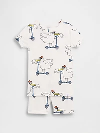 Pyjama court en coton biologique brossé à motif de mouettes trottinette pour Bébé et Tout-petit