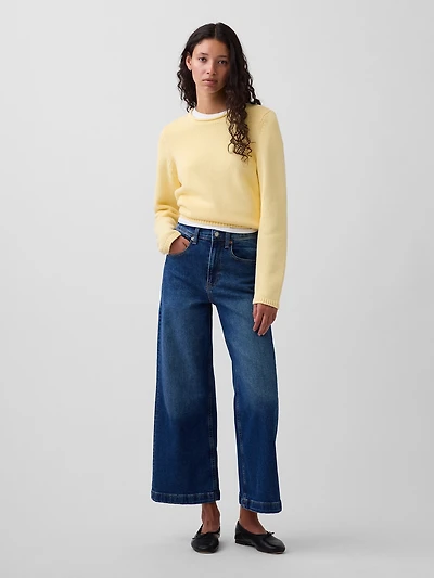 High Rise Stride Wide-Leg Ankle Jeans
