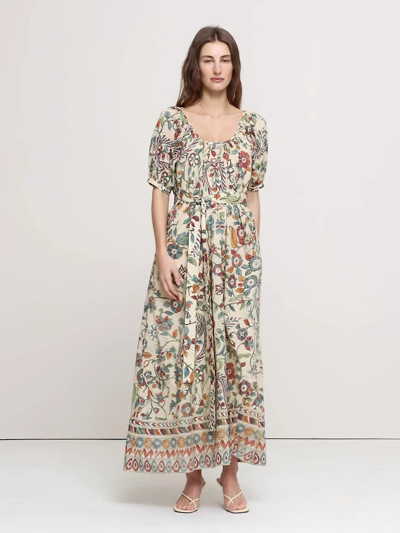 Lightweight Cotton Scoop-Neck Maxi Dress