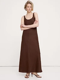 Linen Bias-Cut Maxi Dress
