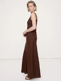 Linen Bias-Cut Maxi Dress