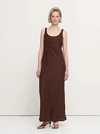 Linen Bias-Cut Maxi Dress