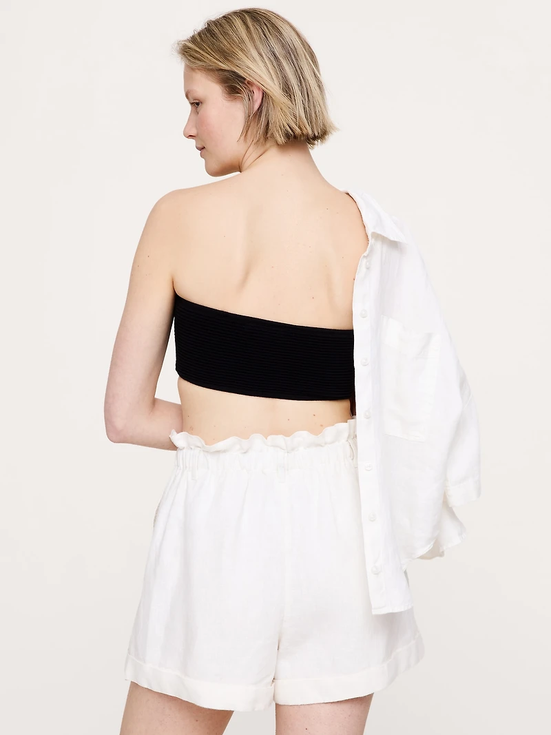 3.5" Paperbag-Waist Pull-On Linen Short