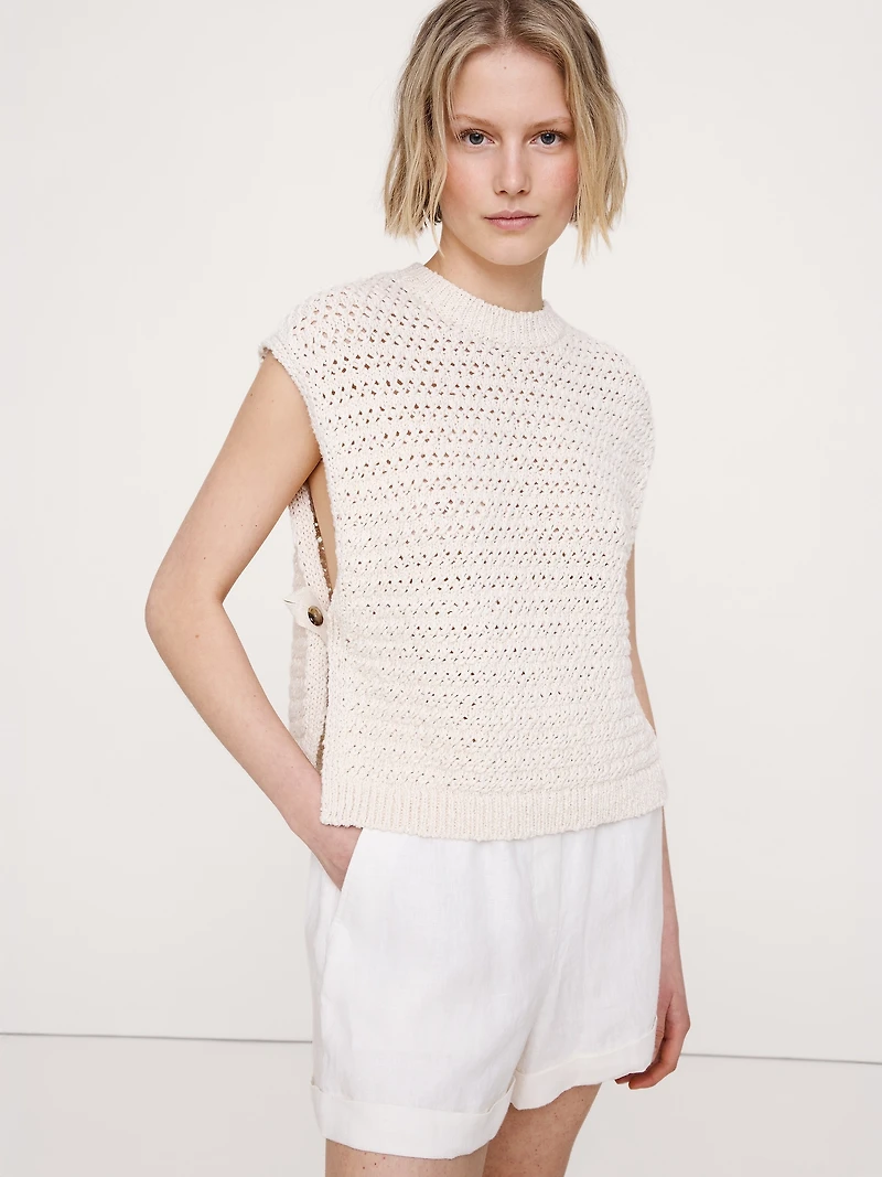 3.5" Paperbag-Waist Pull-On Linen Short