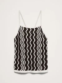 Cotton Scallop Stripe Tie-Back Tank