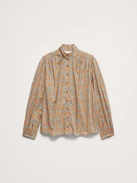 Lightweight Cotton Ruched-Shoulder Shirt