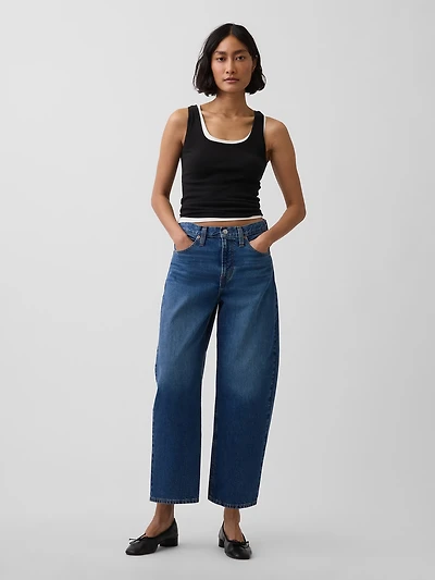 High Rise Crop Barrel Jeans