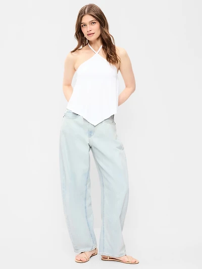 High-Waisted Rounded Wide-Leg Barrel Jeans