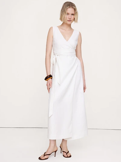 Linen Crossback Maxi Dress