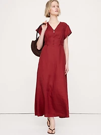 Linen Side-Tie Maxi Dress