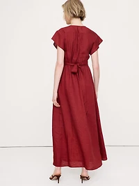 Linen Side-Tie Maxi Dress