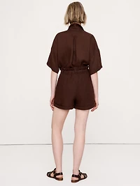 3.5" Paperbag-Waist Pull-On Linen Short