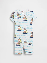 Pyjama court en coton biologique brossé à motif voilier pour Bébé et Tout-petit