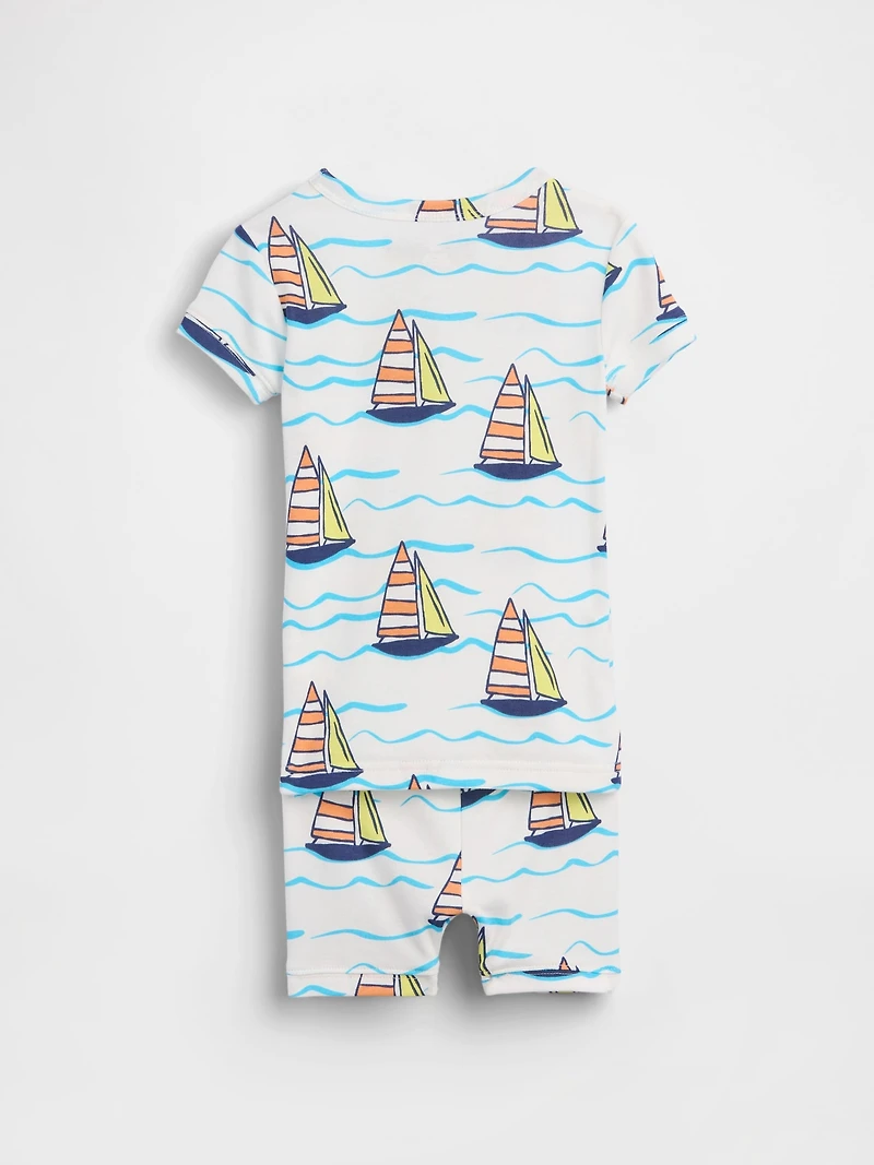 Pyjama court en coton biologique brossé à motif voilier pour Bébé et Tout-petit