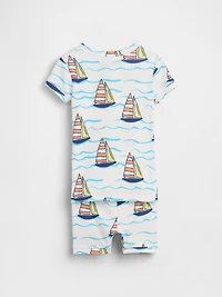 Pyjama court en coton biologique brossé à motif voilier pour Bébé et Tout-petit