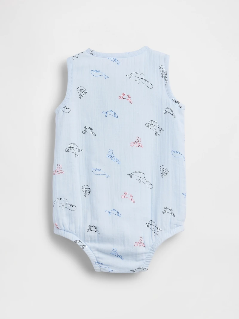 Baby Cotton Gauze Henley Pocket Tank Bodysuit