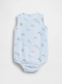 Baby Cotton Gauze Henley Pocket Tank Bodysuit