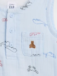 Baby Cotton Gauze Henley Pocket Tank Bodysuit