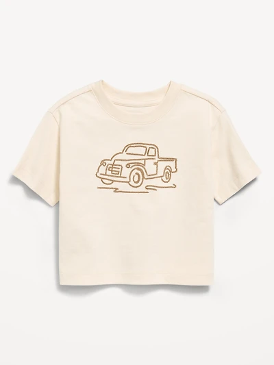T-shirt droit surdiMen'sionné à manches courtes et imprimé pour tout-petit
