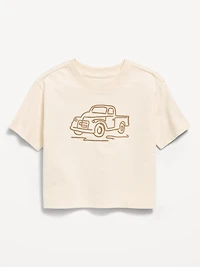 T-shirt droit surdiMen'sionné à manches courtes et imprimé pour tout-petit