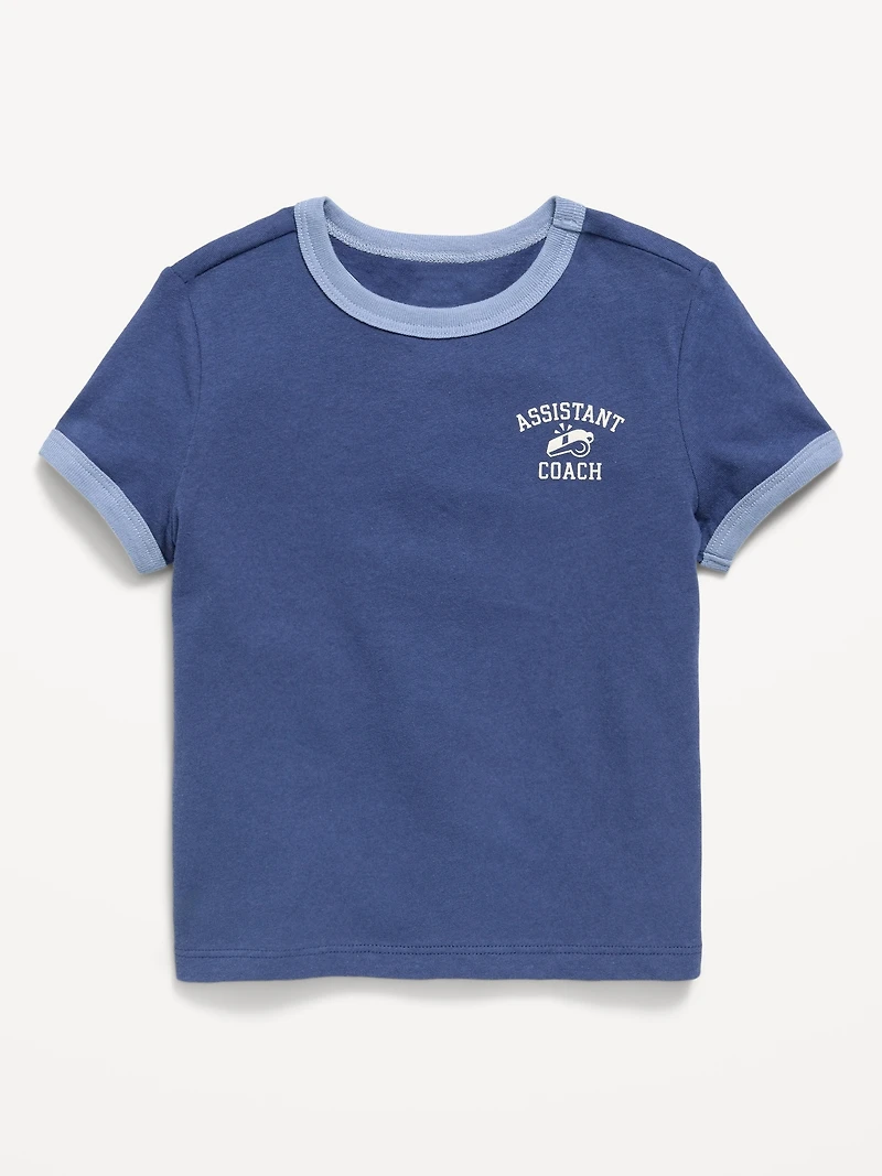 T-shirt à manches courtes bords contrastants et imprimé unisexe pour tout-petit