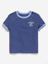T-shirt à manches courtes bords contrastants et imprimé unisexe pour tout-petit