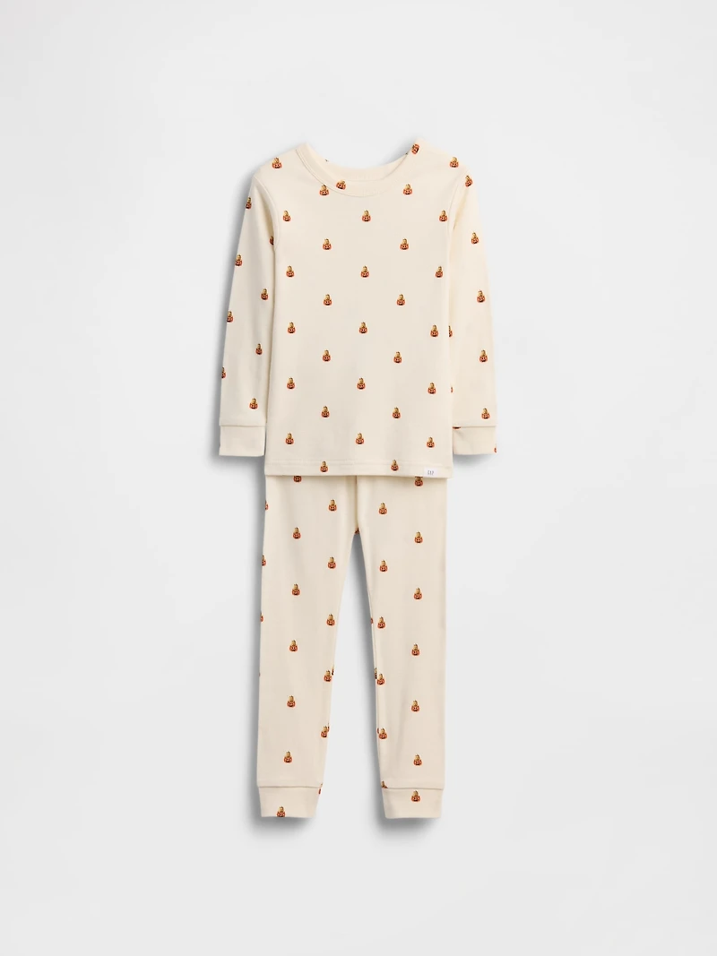 Pyjama en coton biologique brossé à motif d’ourson et de citrouilles pour Enfant Bébé