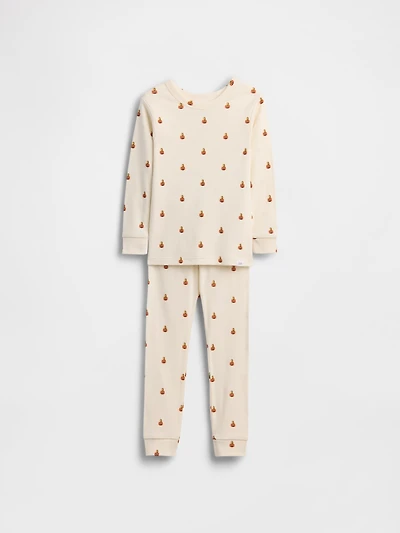 Pyjama en coton biologique brossé à motif d’ourson et de citrouilles pour Enfant Bébé