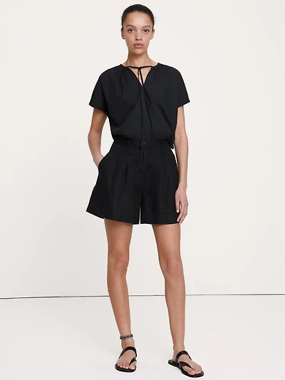 Cotton Poplin Split-Neck Tunic