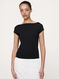 Ribbed Boatneck Top