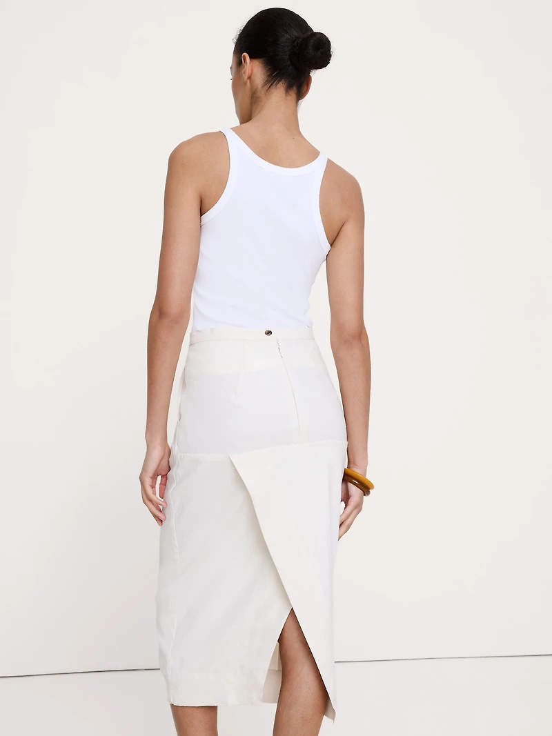 Stretch Linen-Viscose Pencil Skirt