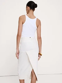 Stretch Linen-Viscose Pencil Skirt