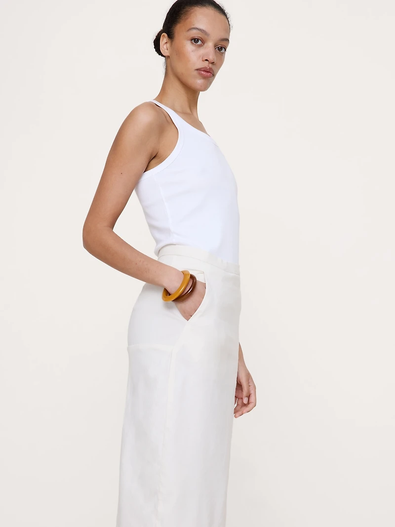 Stretch Linen-Viscose Pencil Skirt