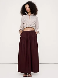 Tiered Cotton Poplin Maxi Skirt