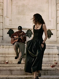 Sculpted-Stretch + Cotton Poplin Maxi Dress