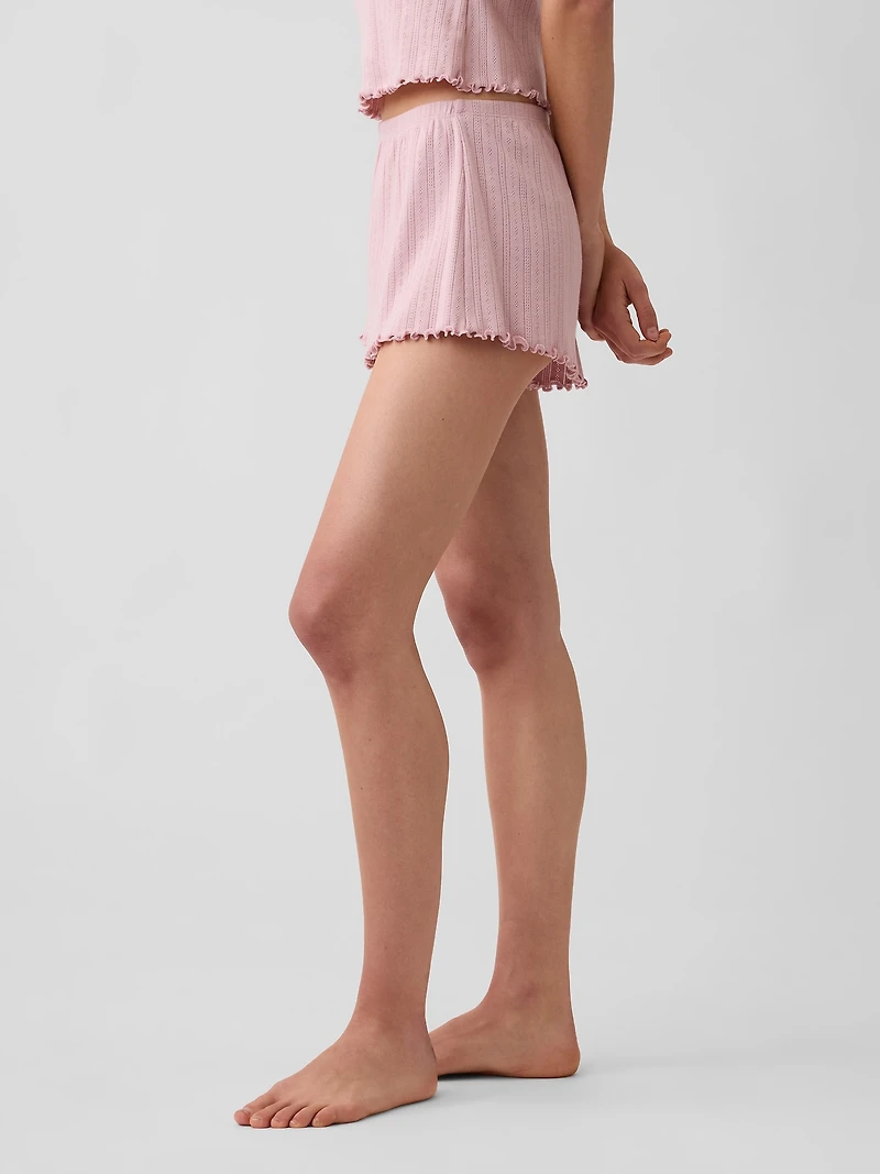 Pointelle Lettuce-Hem PJ Shorts
