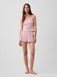 Pointelle Lettuce-Hem PJ Shorts