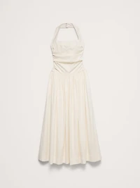 Stretch-Cotton Halter Maxi Dress
