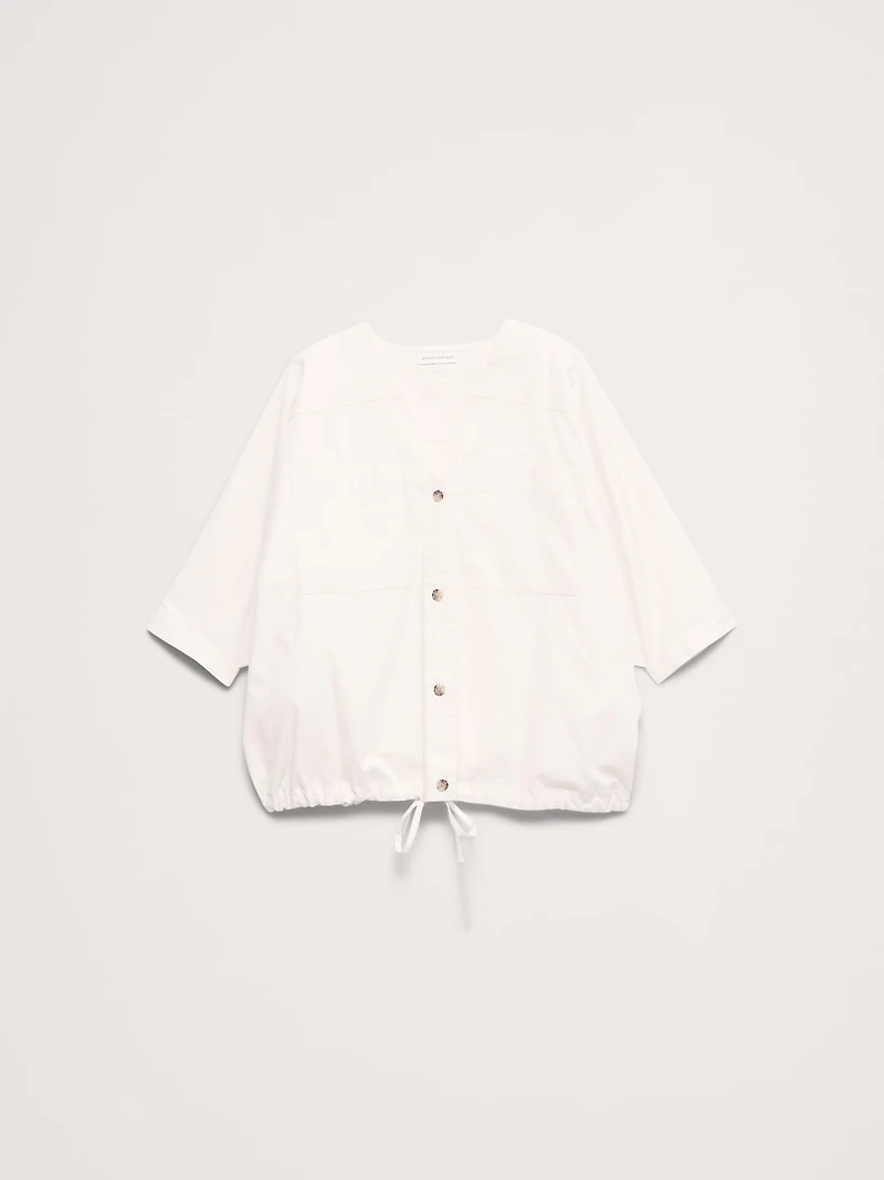 Stretch-Cotton Drawstring-Hem Top