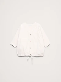 Stretch-Cotton Drawstring-Hem Top