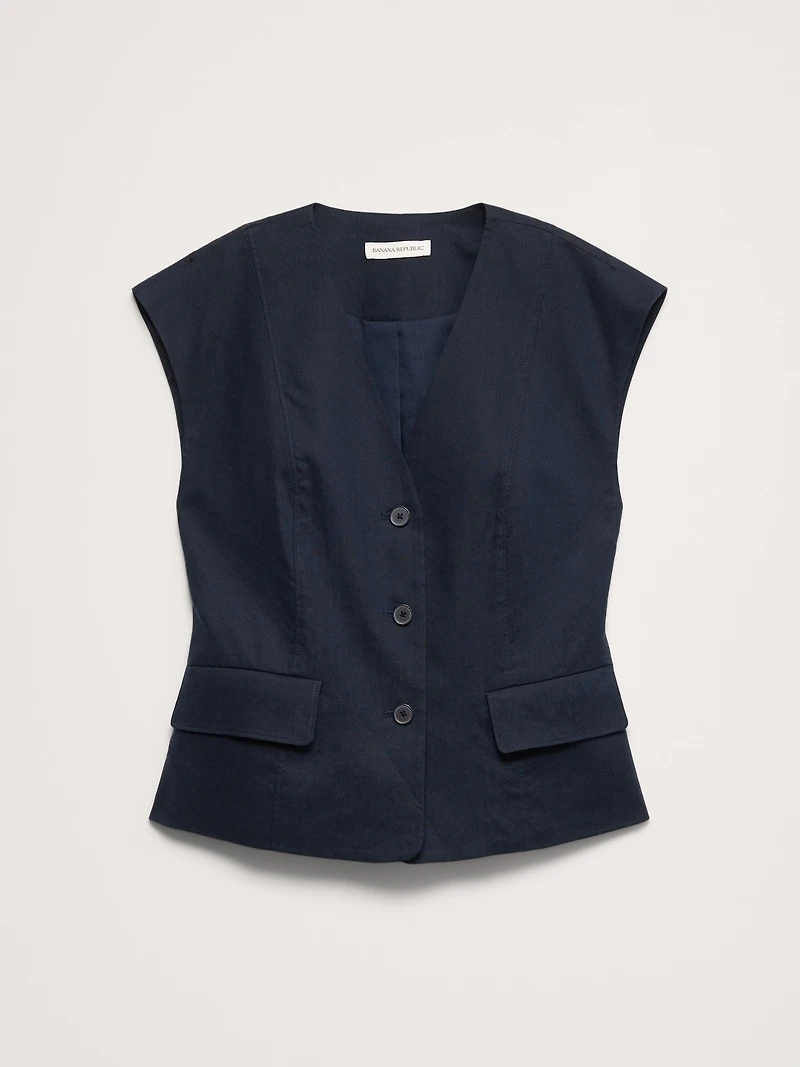 Stretch Linen-Viscose Vest